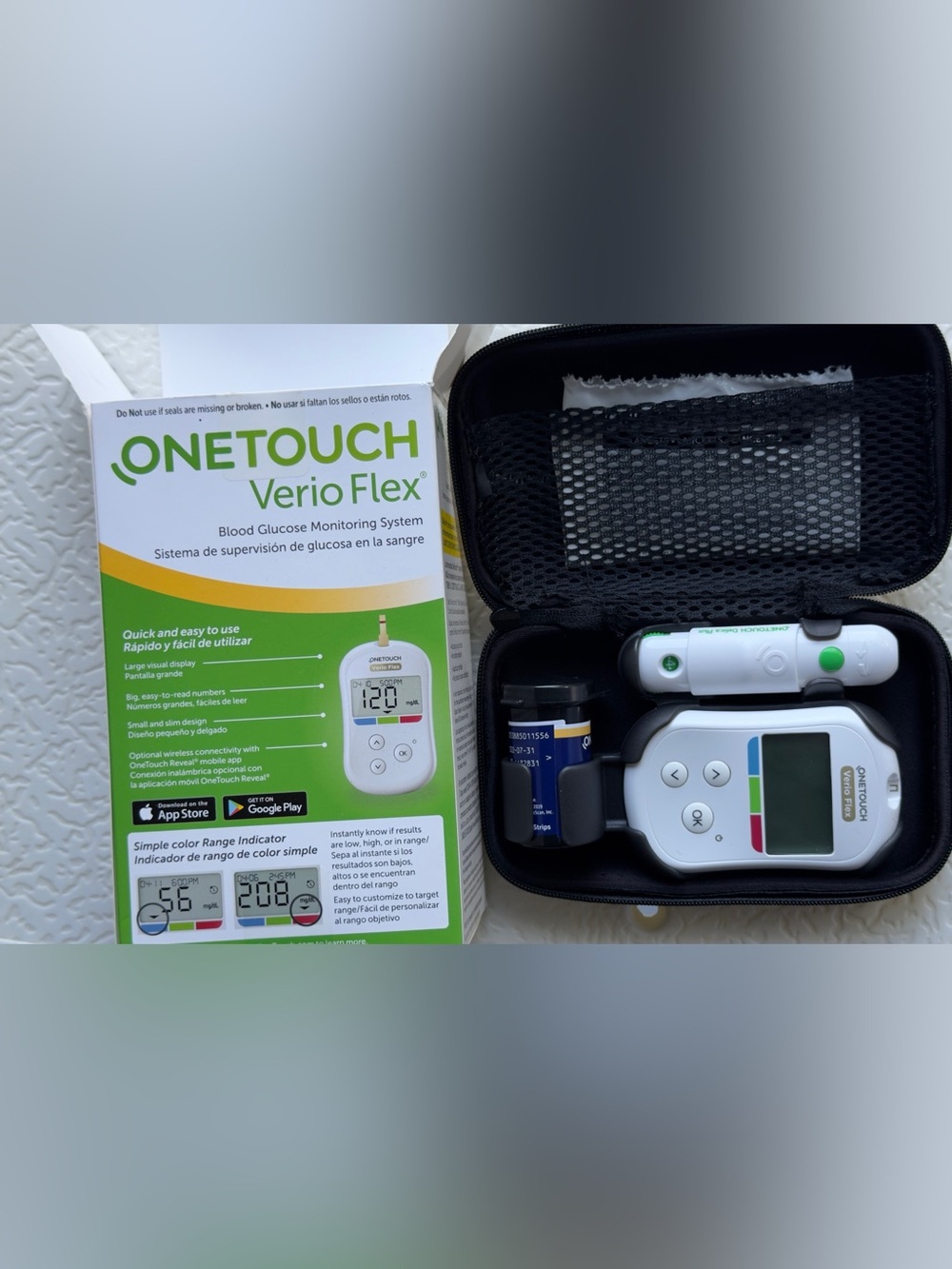 OneTouch Verio Flex Glucose Meter Kit - White & Green New